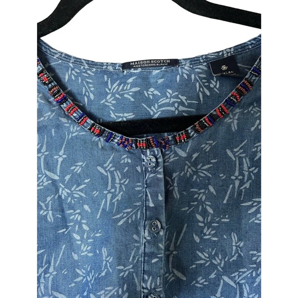MAISON SCOTCH Womens Blouse Cornflower Blue EILGA Top Boho Button Up Size S - Picture 4 of 6